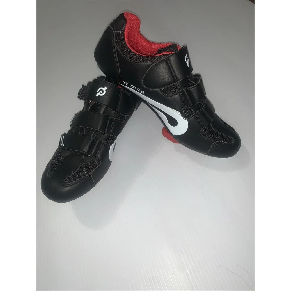Peloton Cycling Bike Shoes Unisex EU 41 US MEN/8 WOMEN/10‎ Black White W/ Cleats